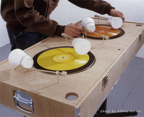 photo by Ashley Barber, art installation using Peter King's hand-lathed vinyl