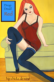 redheaded woman on green lime couch painting by Nell Warren