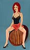 Painting used for Drop Dead Red wine label by Nell Warren